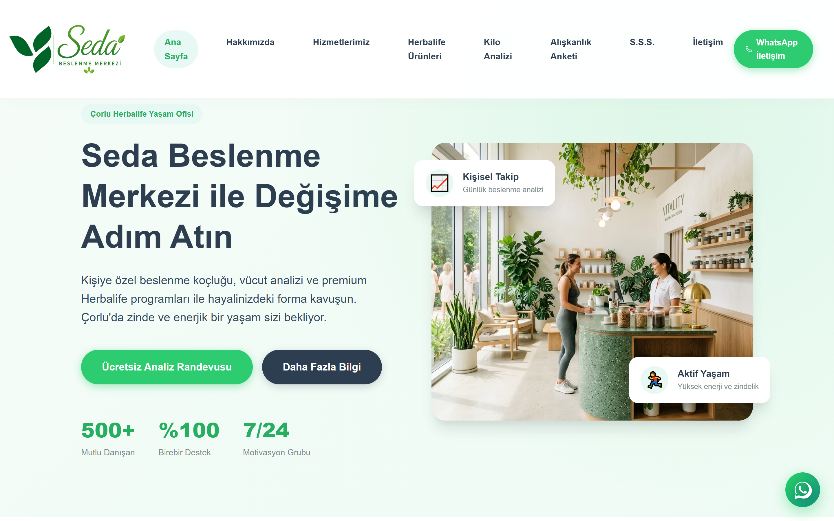 Seda Beslenme Merkezi Masaüstü Görünüm